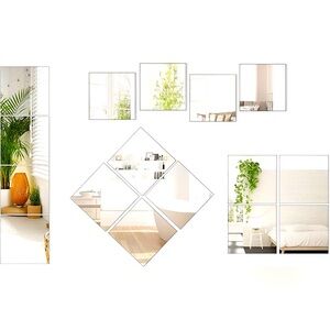 🆕 Modern Wall Mirror Squares Set - 4 Pcs